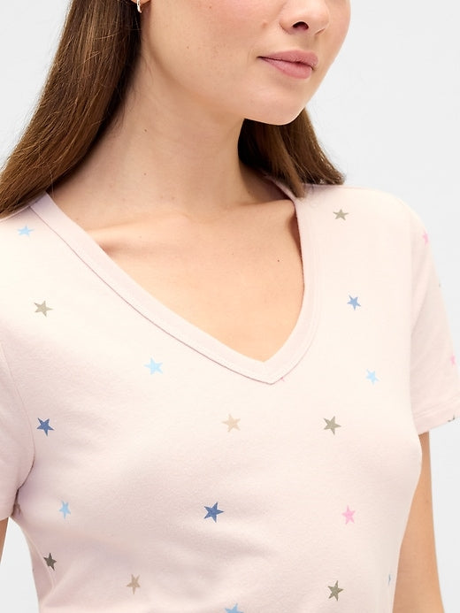 Print V-Neck T-Shirt