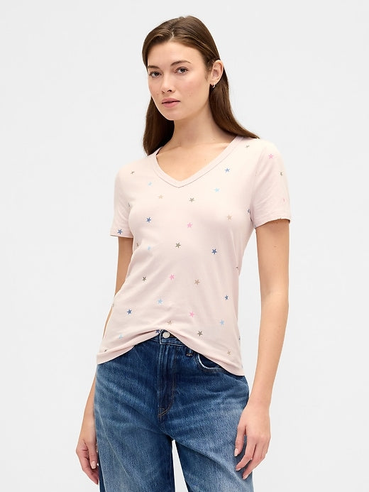 Print V-Neck T-Shirt